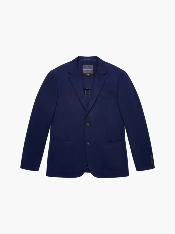 French Connection Stretch Knit Suit Jacket Marine Men Coats and Jackets