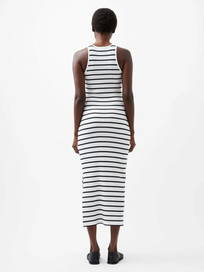 French Connection Tommy Rib Stripe Racer Back Dress Summer Whutility Bl Women Dresses