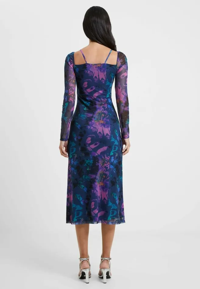 French Connection Toni Mesh Gabriela Dress Blue Depths Women Dresses