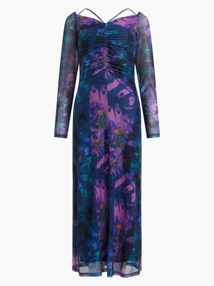 French Connection Toni Mesh Gabriela Dress Blue Depths Women Dresses
