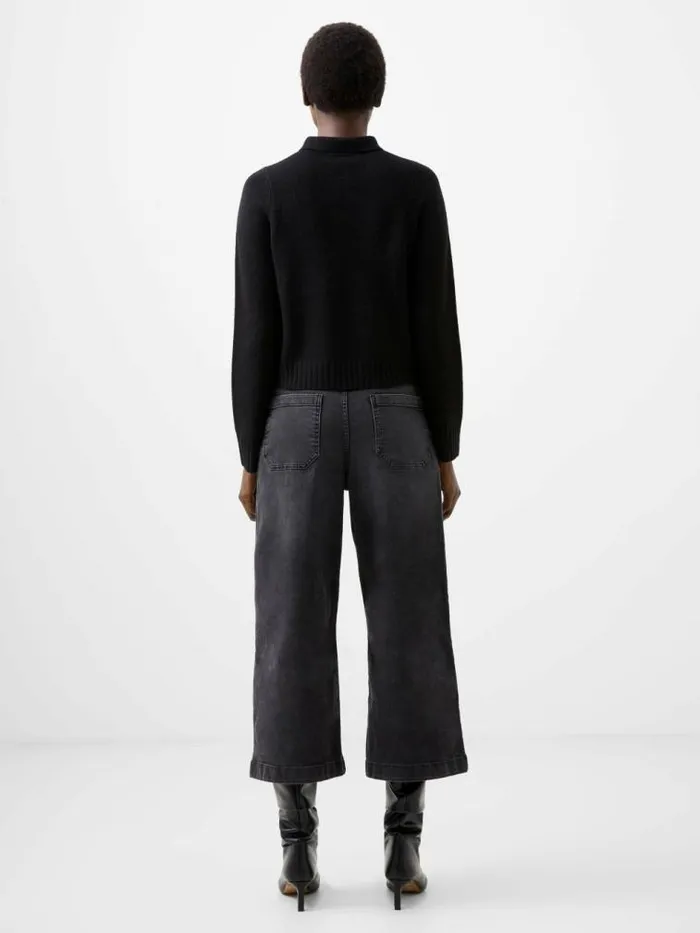 French Connection Vhari Recycled Long Sleeve Button Up Jumper Black Women Jumpers and Cardigans