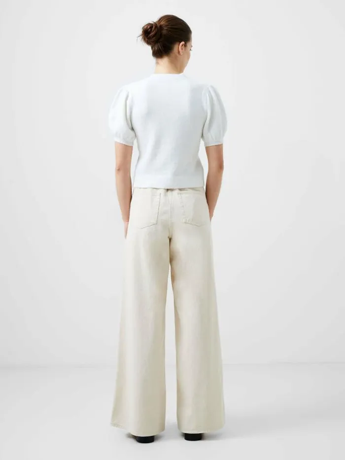 French Connection Vhari Recycled Puff Sleeve Cardigan Winter White Women Jumpers and Cardigans
