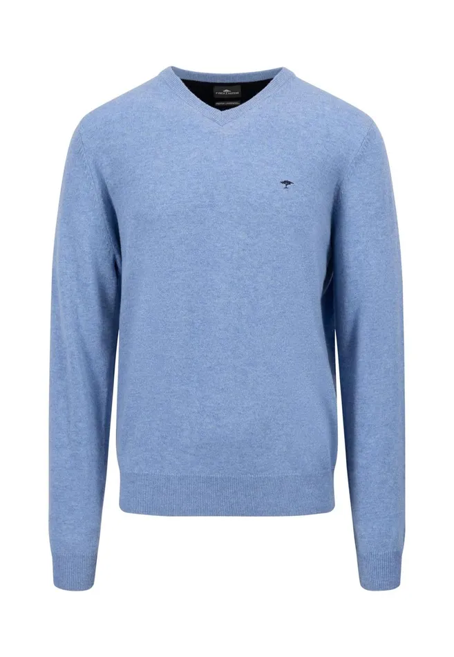 FYNCHHATTON Basic Sweater Made Of Wool With A Vneckline Cloud Bluenew Dijonnavywinter Whitehazel Men Sweater