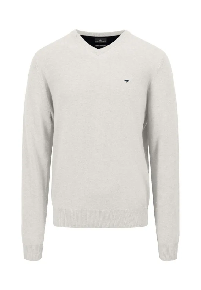 FYNCHHATTON Basic Sweater Made Of Wool With A Vneckline Cloud Bluenew Dijonnavywinter Whitehazel Men Sweater