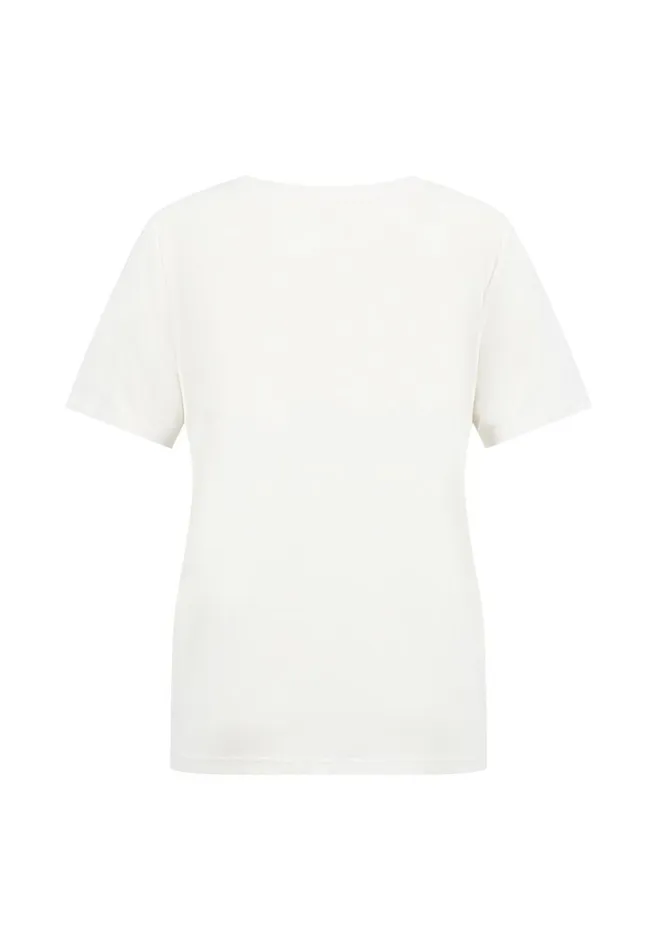 FYNCHHATTON Basic Tshirt With A Round Neckline Milkblack Women Tshirts