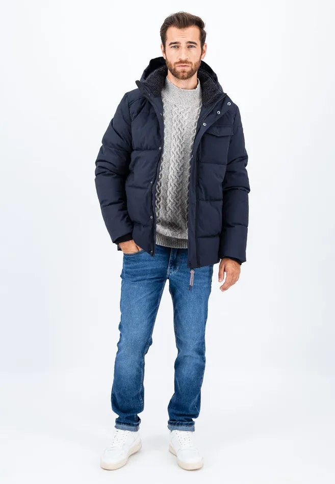 FYNCHHATTON Buffer Jacket With Hood Dark Navy Men Jackets and Coats