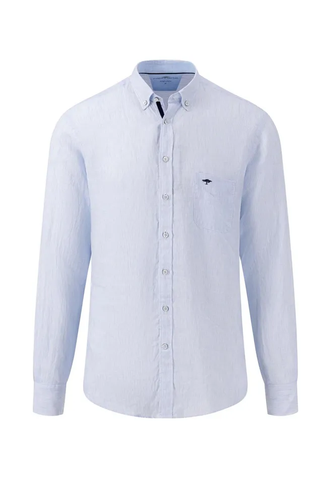 FYNCHHATTON Casual Linen Shirt With Buttondown Collar Summer Breezewhitenightcrystal Blue Men Shirts FYNCHHATTON Casual Linen Shirt With Buttondown Collar Summer Breezewhitenightcrystal Blue Men Shirts
