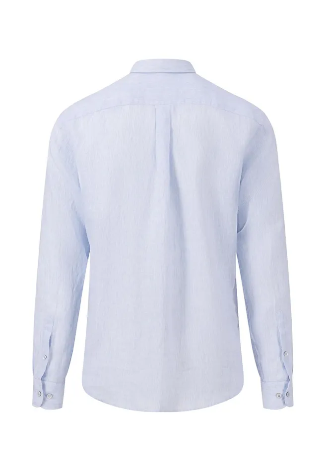 FYNCHHATTON Casual Linen Shirt With Buttondown Collar Summer Breezewhitenightcrystal Blue Men Shirts FYNCHHATTON Casual Linen Shirt With Buttondown Collar Summer Breezewhitenightcrystal Blue Men Shirts