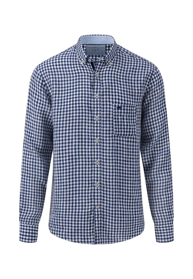 FYNCHHATTON Casual Linen Shirt With Buttondown Collar Summer Breezewhitenightcrystal Blue Men Shirts FYNCHHATTON Casual Linen Shirt With Buttondown Collar Summer Breezewhitenightcrystal Blue Men Shirts