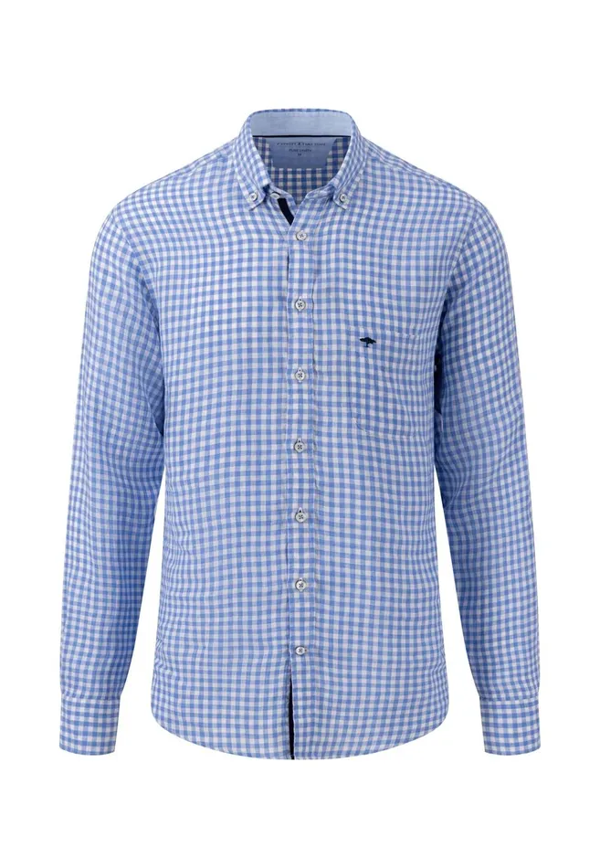 FYNCHHATTON Casual Linen Shirt With Buttondown Collar Summer Breezewhitenightcrystal Blue Men Shirts FYNCHHATTON Casual Linen Shirt With Buttondown Collar Summer Breezewhitenightcrystal Blue Men Shirts