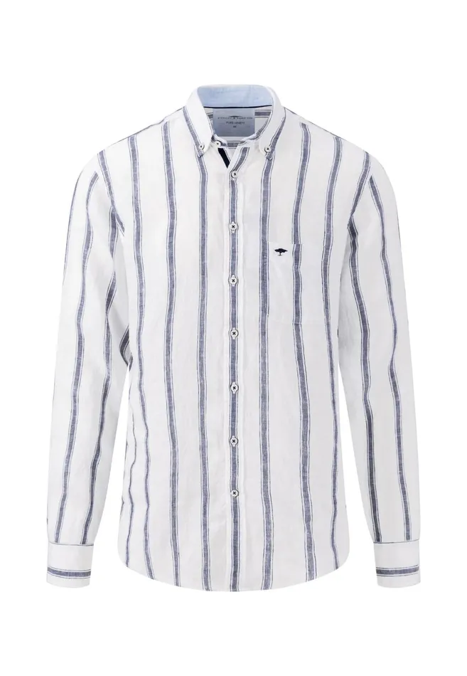FYNCHHATTON Casual Linen Shirt With Buttondown Collar Summer Breezewhitenightcrystal Blue Men Shirts FYNCHHATTON Casual Linen Shirt With Buttondown Collar Summer Breezewhitenightcrystal Blue Men Shirts