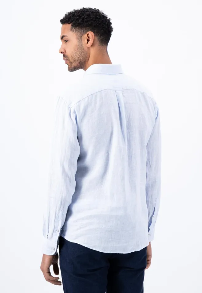 FYNCHHATTON Casual Linen Shirt With Buttondown Collar Summer Breezewhitenightcrystal Blue Men Shirts FYNCHHATTON Casual Linen Shirt With Buttondown Collar Summer Breezewhitenightcrystal Blue Men Shirts