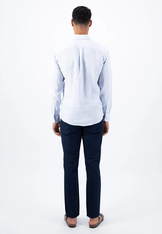 FYNCHHATTON Casual Linen Shirt With Buttondown Collar Summer Breezewhitenightcrystal Blue Men Shirts FYNCHHATTON Casual Linen Shirt With Buttondown Collar Summer Breezewhitenightcrystal Blue Men Shirts