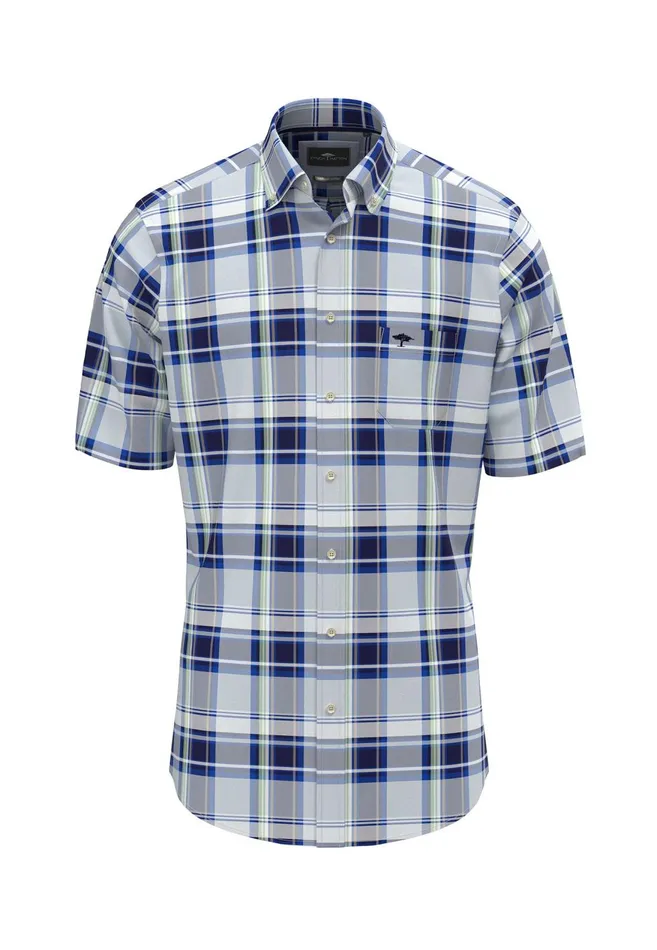 FYNCHHATTON Checked Halk Shirt With Buttondown Collar Strong Bluenavy Men Shirts