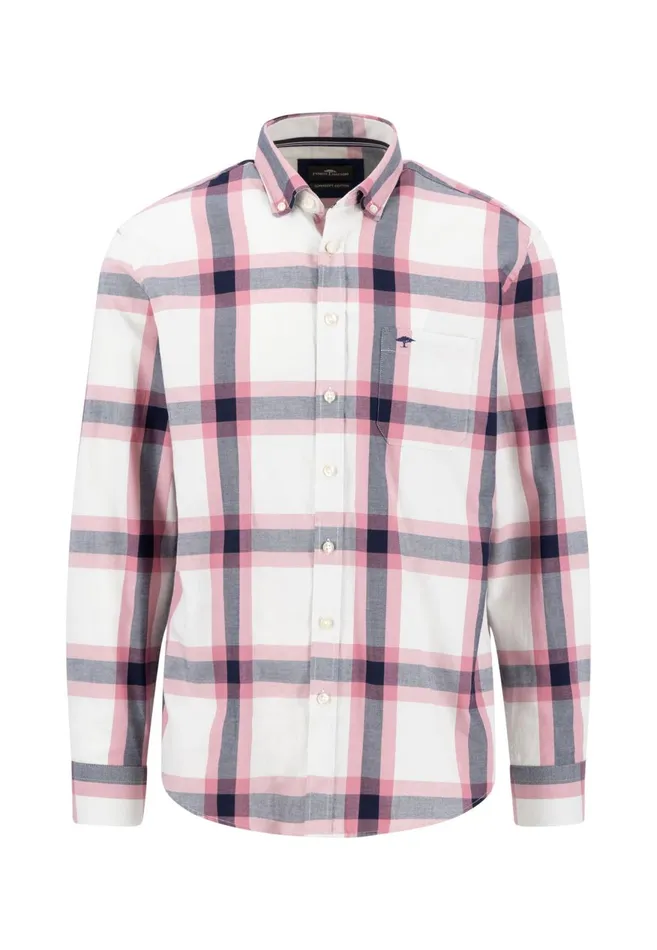 FYNCHHATTON Checked Shirt With Buttondown Collar Navypale Blush Men Shirts