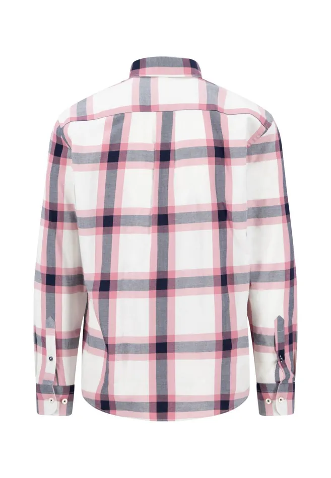 FYNCHHATTON Checked Shirt With Buttondown Collar Navypale Blush Men Shirts