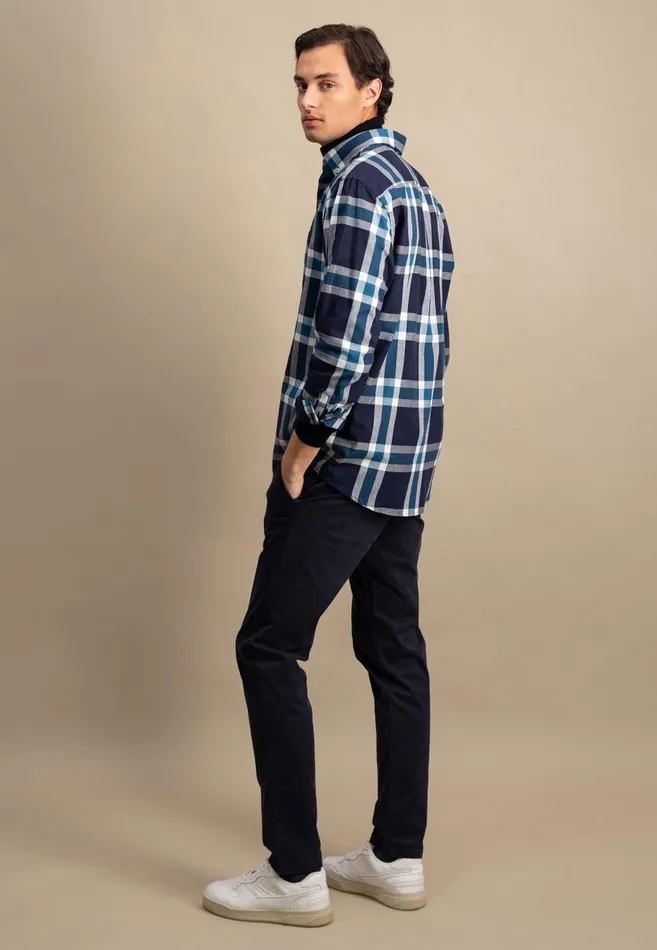 FYNCHHATTON Checked Shirt With Buttondown Collar Navypale Blush Men Shirts