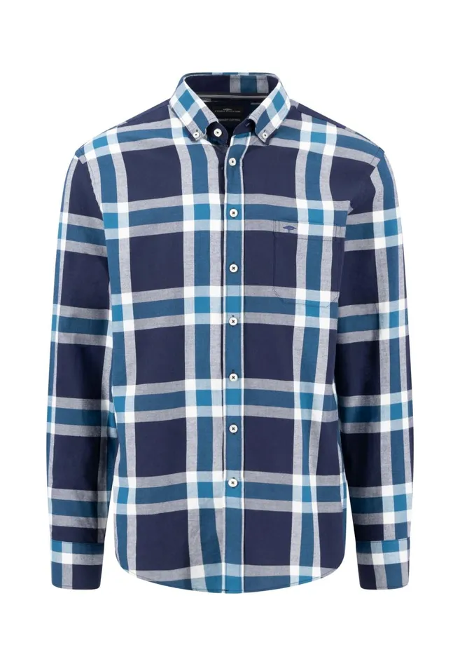 FYNCHHATTON Checked Shirt With Buttondown Collar Navypale Blush Men Shirts