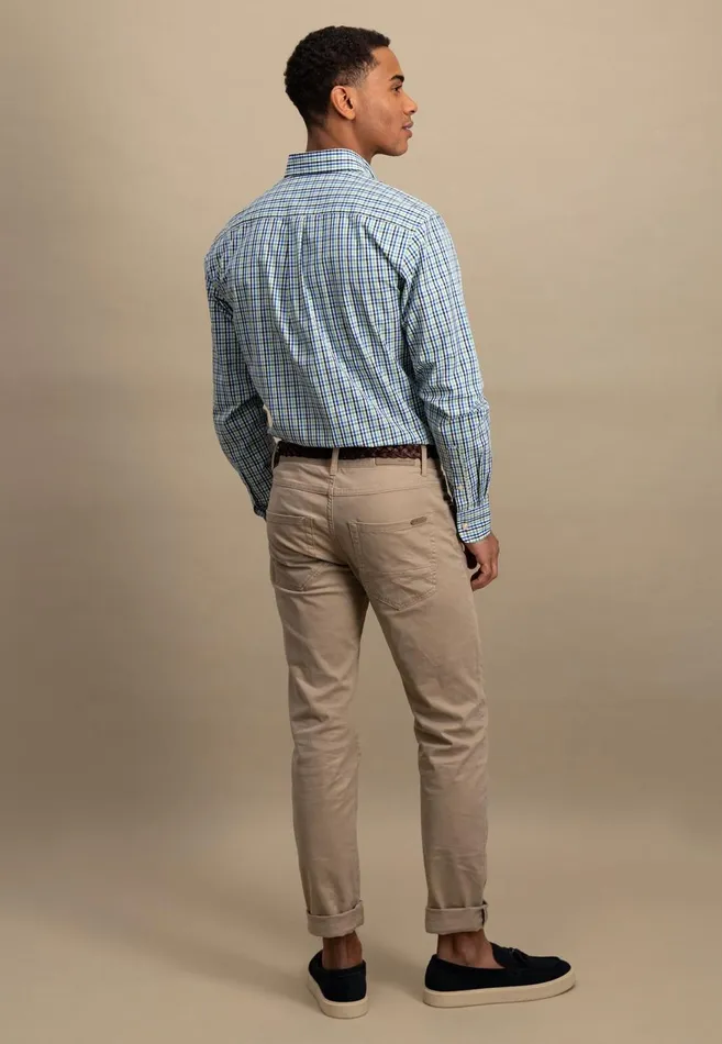 FYNCHHATTON Checked Shirt With Buttondown Collar Poppy Redturf Greensummer Breeze Men Shirts