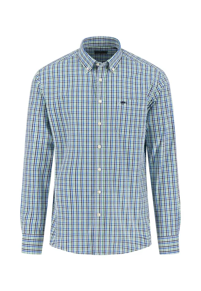 FYNCHHATTON Checked Shirt With Buttondown Collar Poppy Redturf Greensummer Breeze Men Shirts