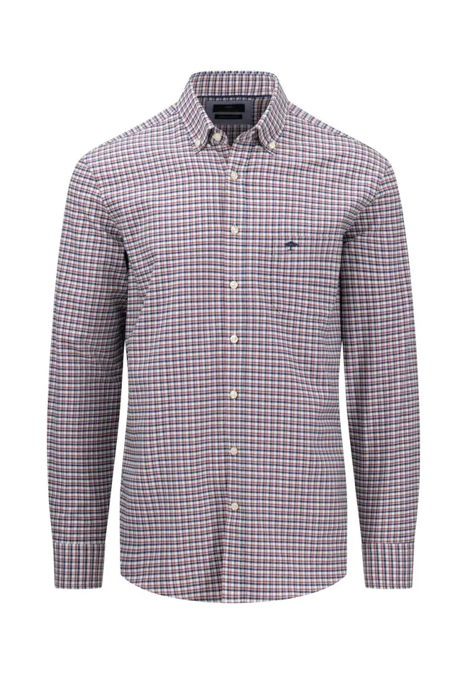 FYNCHHATTON Checked Shirt With Buttondown Collar Summer Breezeorient Rednavy Men Sale FYNCHHATTON Checked Shirt With Buttondown Collar Summer Breezeorient Rednavy Men Sale