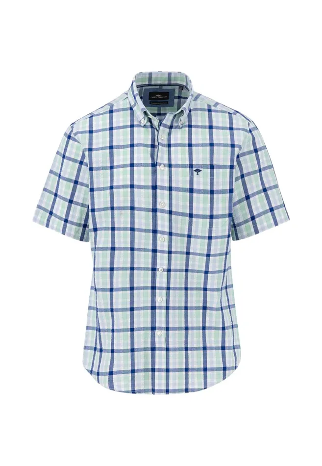 FYNCHHATTON Checkered Halk Shirt Made Of Cotton Sunny Orangeturf Green Men Shirts