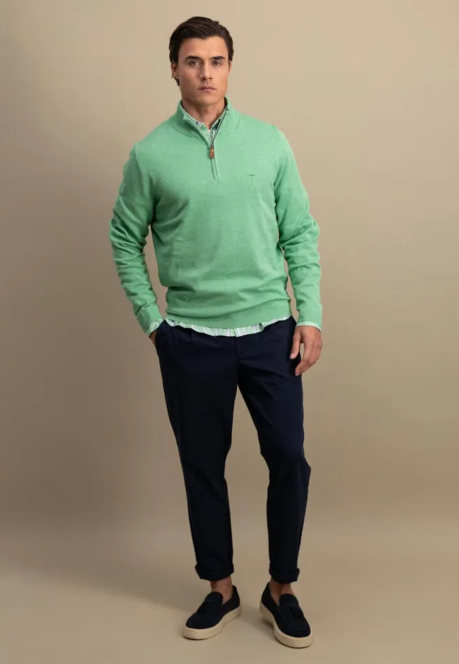 FYNCHHATTON Cotton Knitting Sweaters With A Troyer Collar Turf Greensummer Breezepeestrong Bluenavynew Offwhite Men Sweater