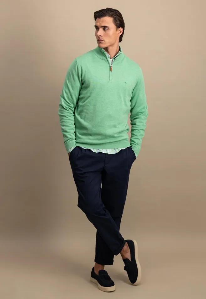 FYNCHHATTON Cotton Knitting Sweaters With A Troyer Collar Turf Greensummer Breezepeestrong Bluenavynew Offwhite Men Sweater