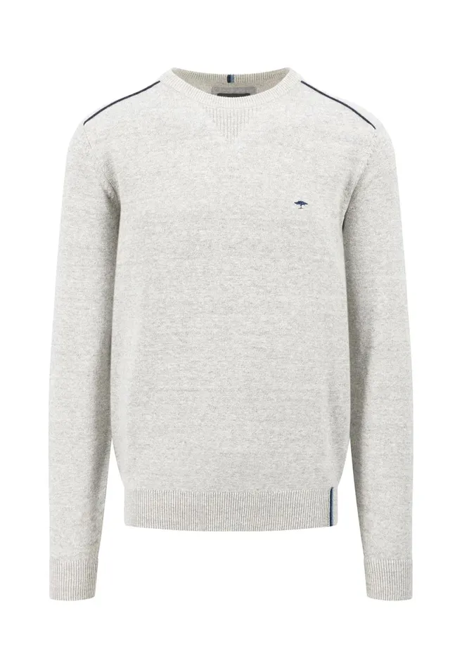 FYNCHHATTON Cotton Mix Sweater With A Circular Neckline Light Grayruby Redcloud Bluenavy Men Sweater