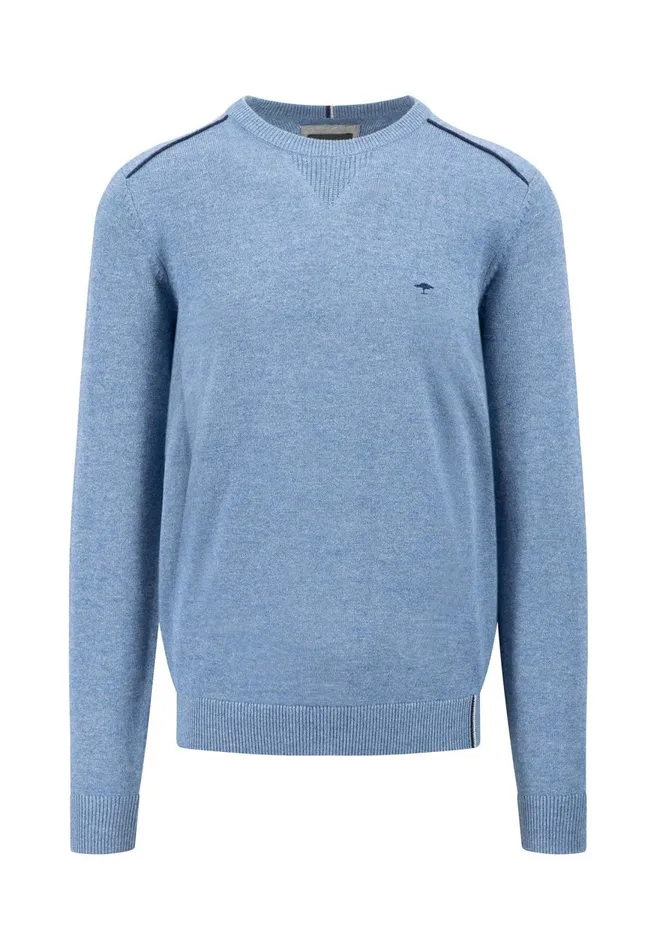 FYNCHHATTON Cotton Mix Sweater With A Circular Neckline Light Grayruby Redcloud Bluenavy Men Sweater