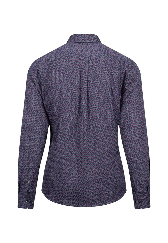 FYNCHHATTON Cotton Shirt With Leaf Pattern Pale Blushnavy Men Shirts