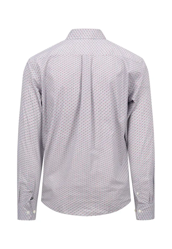 FYNCHHATTON Cotton Shirt With Minimal Print Vibrant Bluehazelruby Red Men Shirts