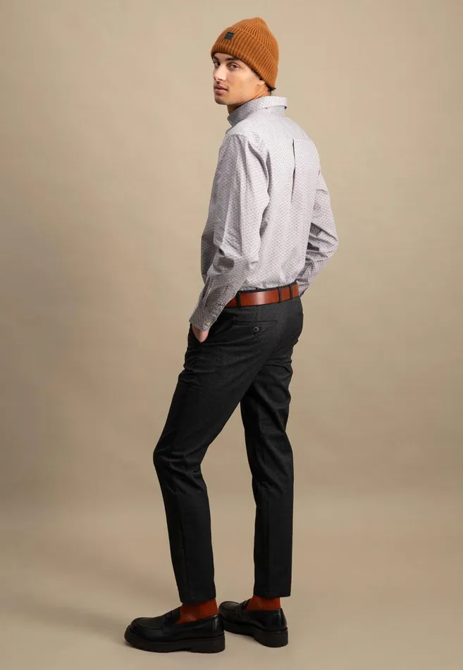FYNCHHATTON Cotton Shirt With Minimal Print Vibrant Bluehazelruby Red Men Shirts