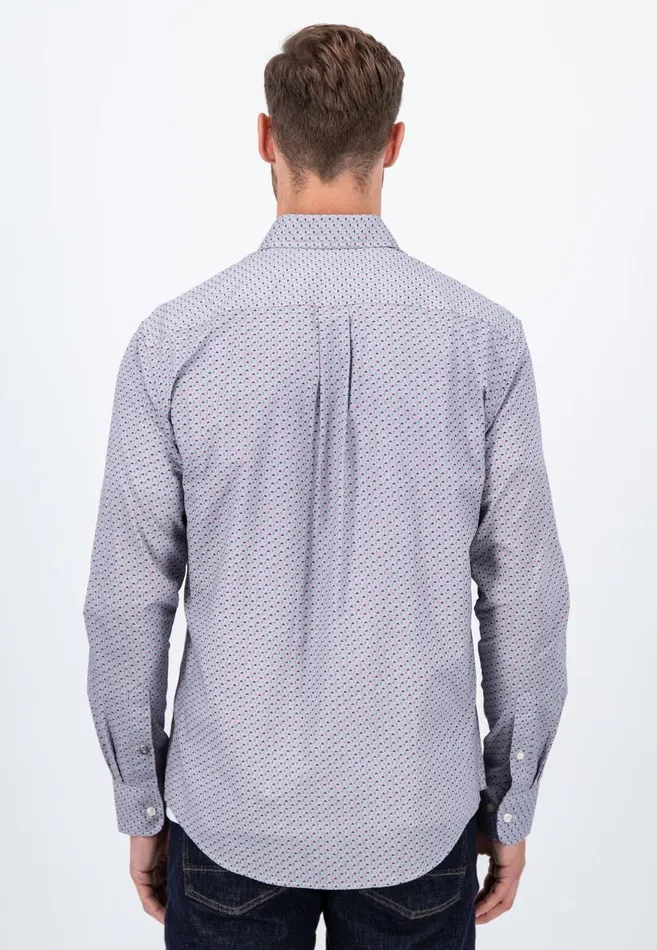 FYNCHHATTON Cotton Shirt With Minimal Print Vibrant Bluehazelruby Red Men Shirts