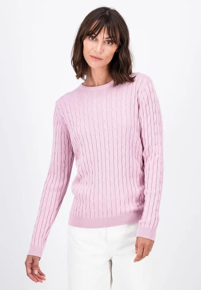 FYNCHHATTON Cotton Sweater With A Base Of The Zop Dusty Roseroyal Blue Women Sweater