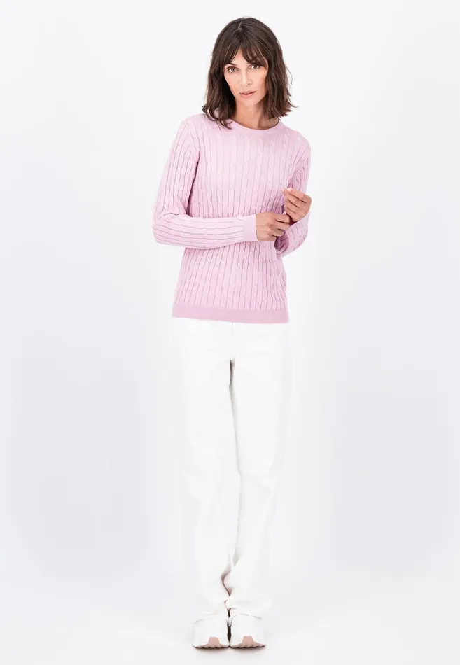 FYNCHHATTON Cotton Sweater With A Base Of The Zop Dusty Roseroyal Blue Women Sweater