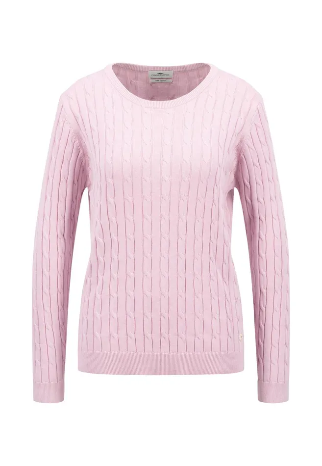 FYNCHHATTON Cotton Sweater With A Base Of The Zop Dusty Roseroyal Blue Women Sweater