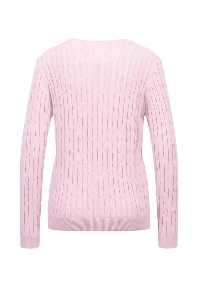 FYNCHHATTON Cotton Sweater With A Base Of The Zop Dusty Roseroyal Blue Women Sweater