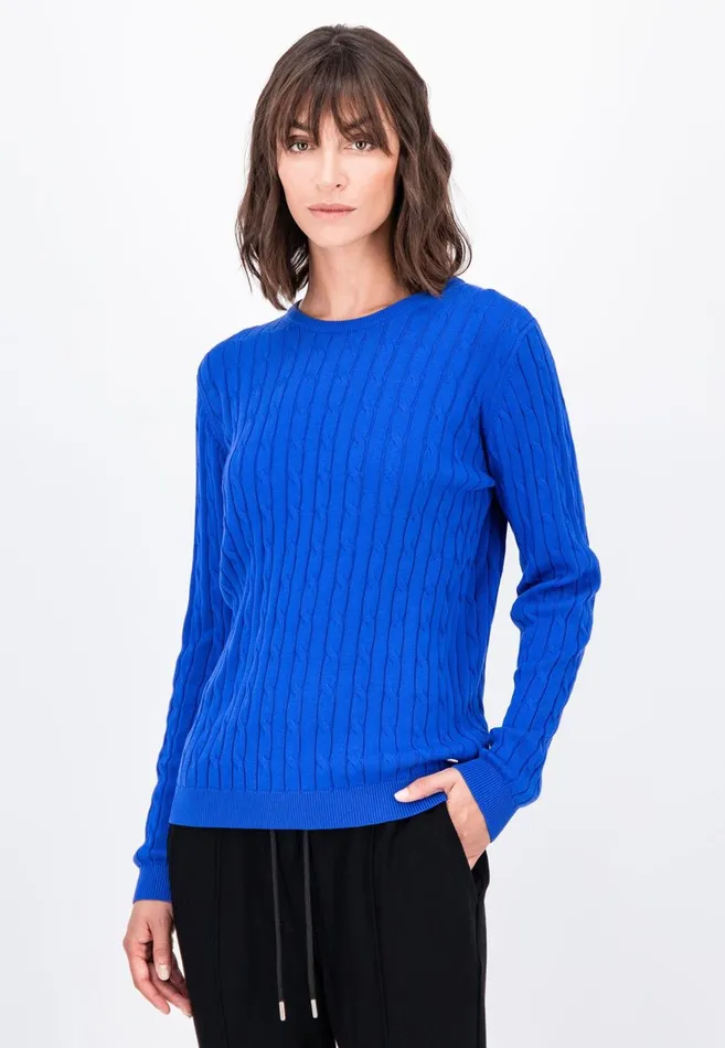 FYNCHHATTON Cotton Sweater With A Base Of The Zop Dusty Roseroyal Blue Women Sweater
