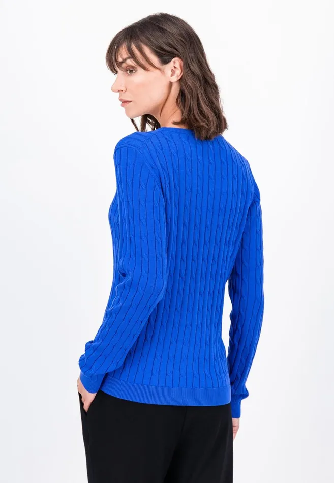 FYNCHHATTON Cotton Sweater With A Base Of The Zop Dusty Roseroyal Blue Women Sweater