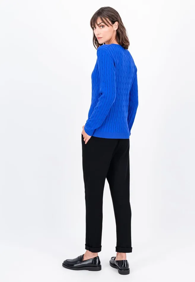 FYNCHHATTON Cotton Sweater With A Base Of The Zop Dusty Roseroyal Blue Women Sweater