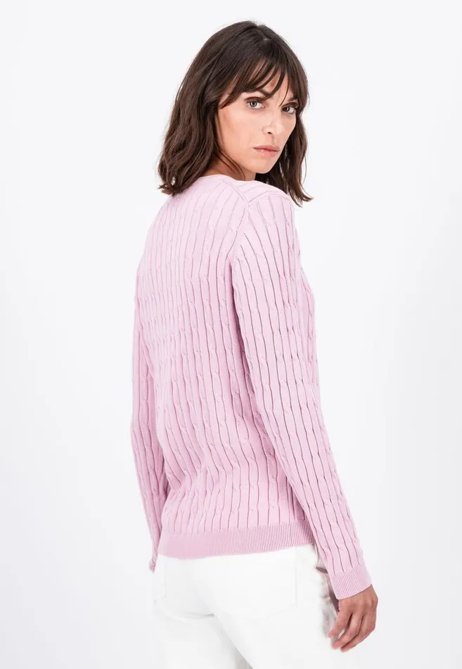 FYNCHHATTON Cotton Sweater With A Base Of The Zop Dusty Roseroyal Blue Women Sweater