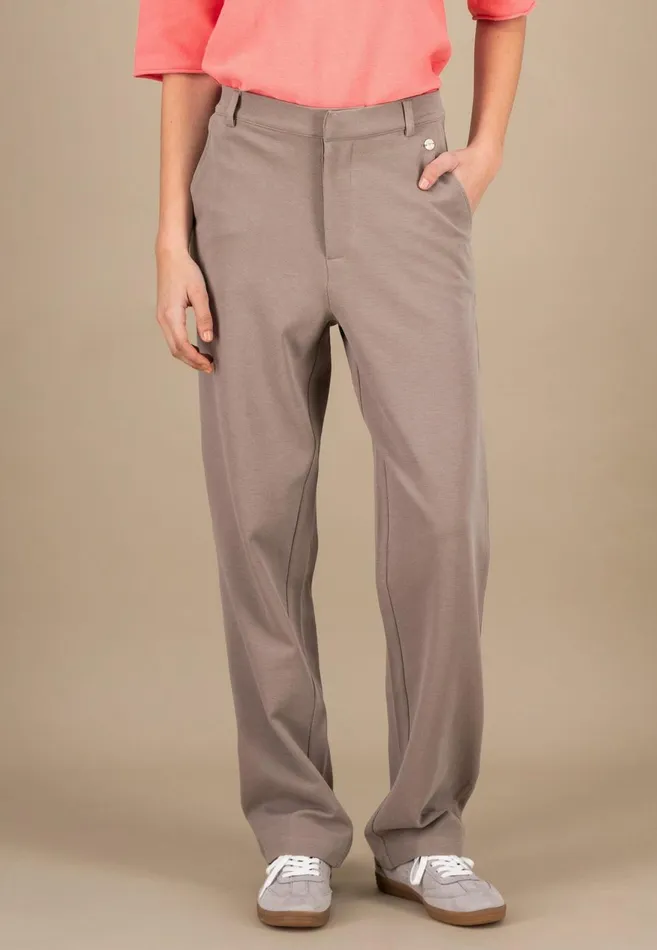 FYNCHHATTON Fabric Trousers With Loose Cut Summer Taupeblack Women Pants
