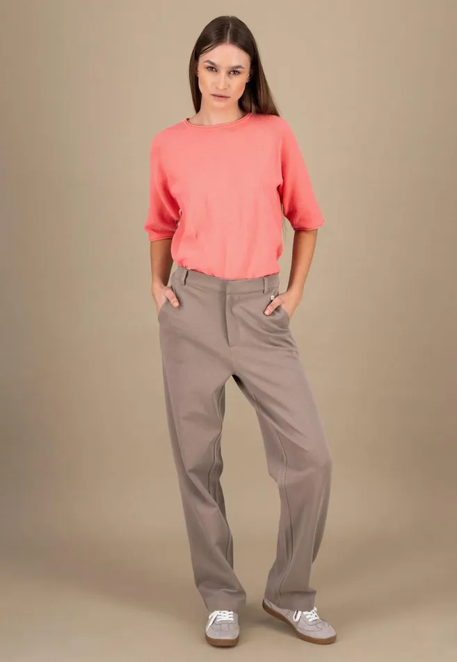 FYNCHHATTON Fabric Trousers With Loose Cut Summer Taupeblack Women Pants