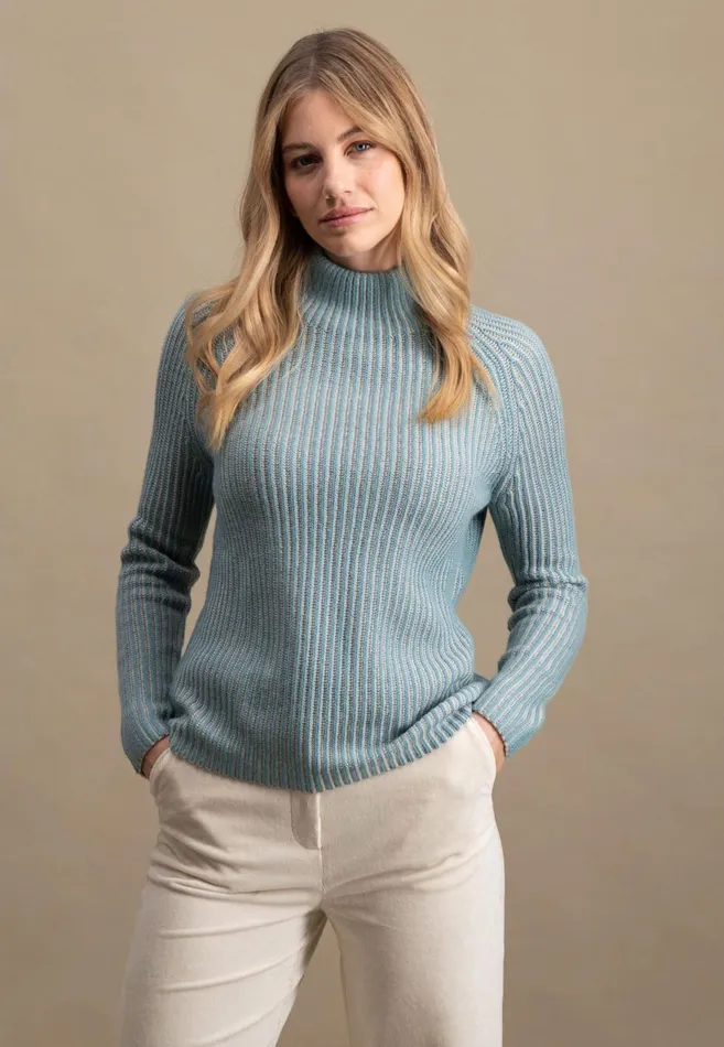 FYNCHHATTON Knitting Sweater Made Of Wool Mix In Twotone Look Aqua Seaelegant Pink Women Sweater