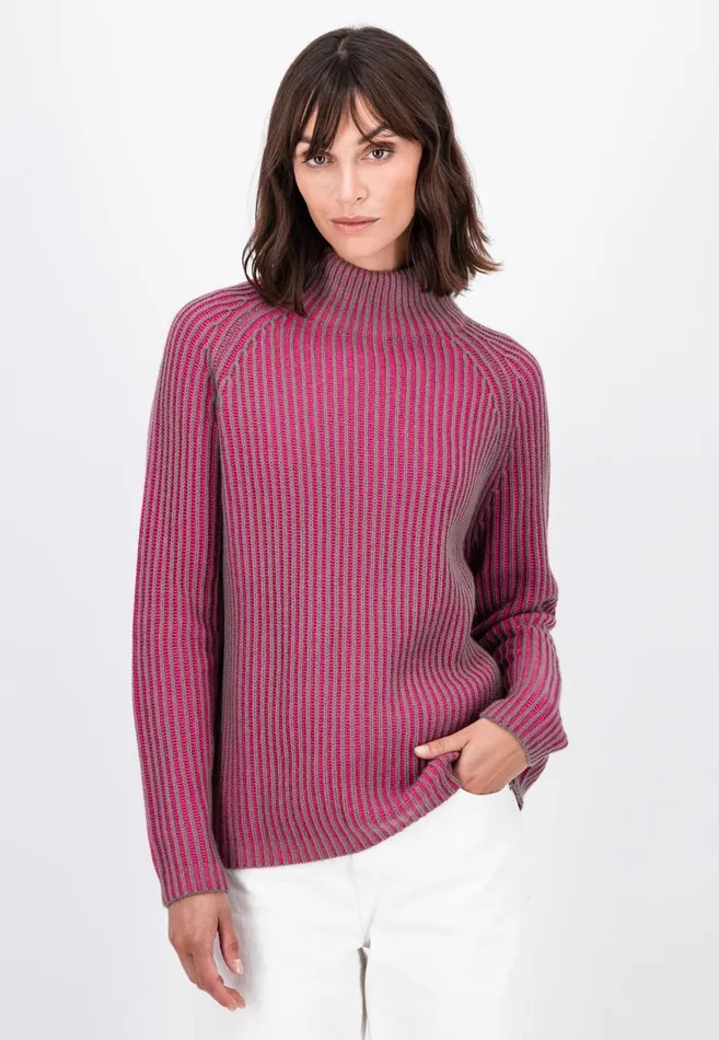 FYNCHHATTON Knitting Sweater Made Of Wool Mix In Twotone Look Aqua Seaelegant Pink Women Sweater