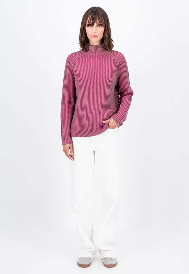 FYNCHHATTON Knitting Sweater Made Of Wool Mix In Twotone Look Aqua Seaelegant Pink Women Sweater
