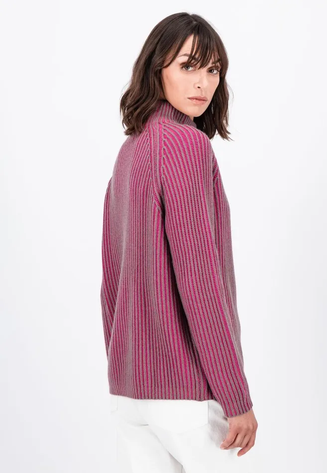 FYNCHHATTON Knitting Sweater Made Of Wool Mix In Twotone Look Aqua Seaelegant Pink Women Sweater