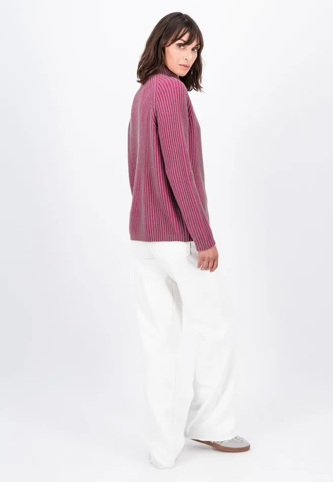 FYNCHHATTON Knitting Sweater Made Of Wool Mix In Twotone Look Aqua Seaelegant Pink Women Sweater