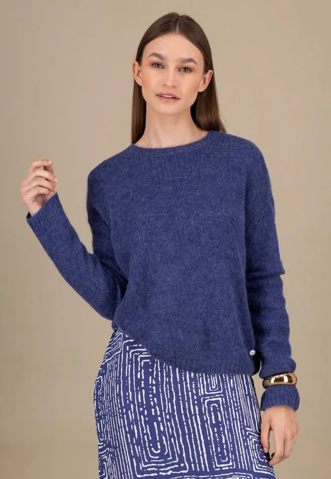 FYNCHHATTON Knitting Sweater With A Round Neckline Neon Papayablue Purplesummer Taupemilk Women Sweater